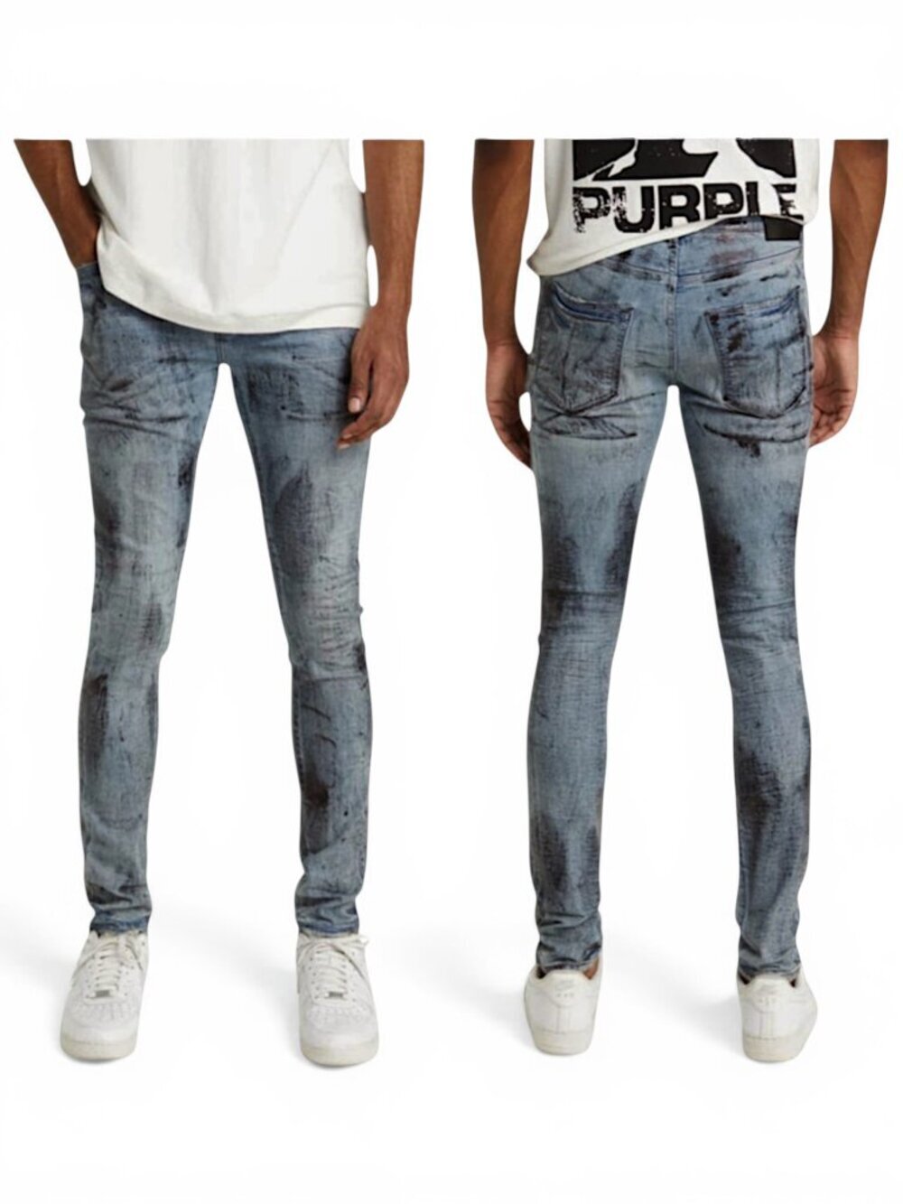 Purple Brand Indigo X-Ray Jeans with Black Foil Low Rise Skinny NWT New 34
